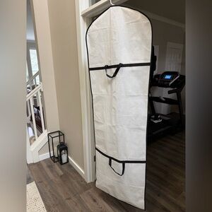White Garment Storage Bag with Black Trim